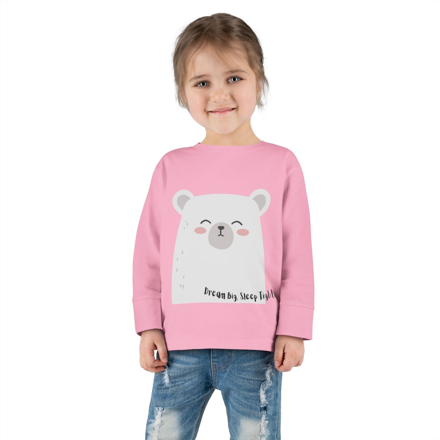 Dream Big, Sleep Tight Toddler Long Sleeve Tee - Cute Bear Design for Cozy Playdays - HappyMom