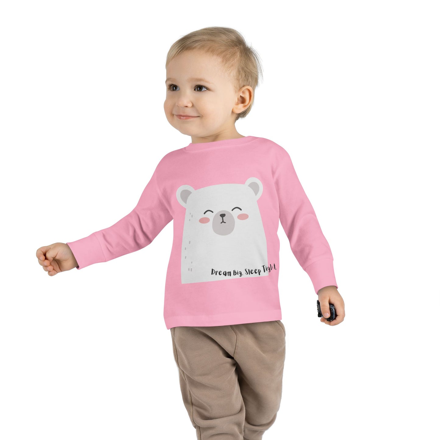 Dream Big, Sleep Tight Toddler Long Sleeve Tee - Cute Bear Design for Cozy Playdays - HappyMom