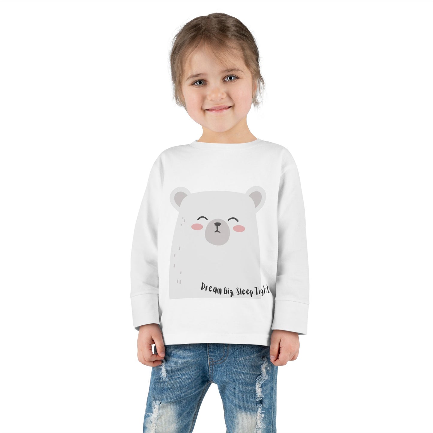 Dream Big, Sleep Tight Toddler Long Sleeve Tee - Cute Bear Design for Cozy Playdays - HappyMom