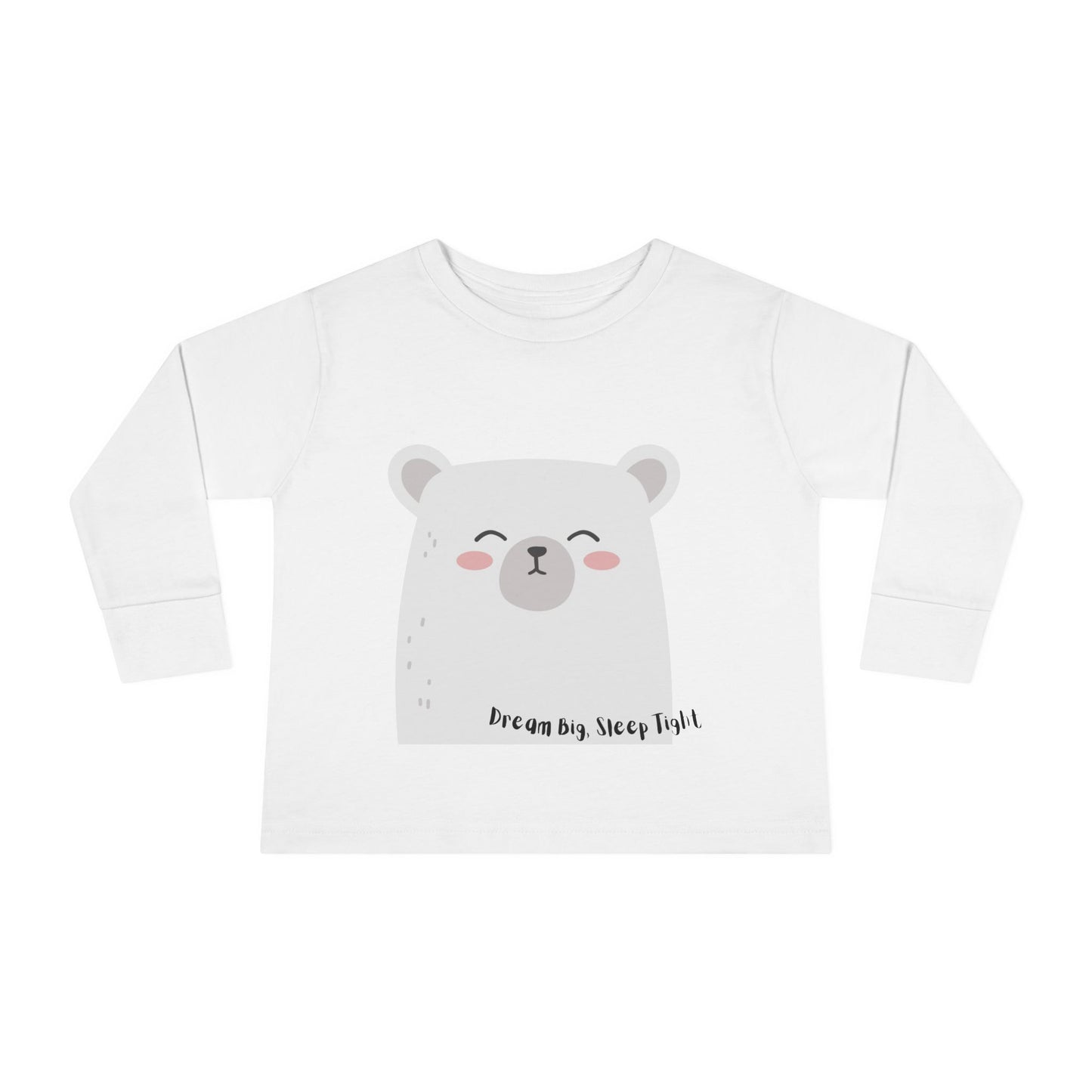 Dream Big, Sleep Tight Toddler Long Sleeve Tee - Cute Bear Design for Cozy Playdays - HappyMom