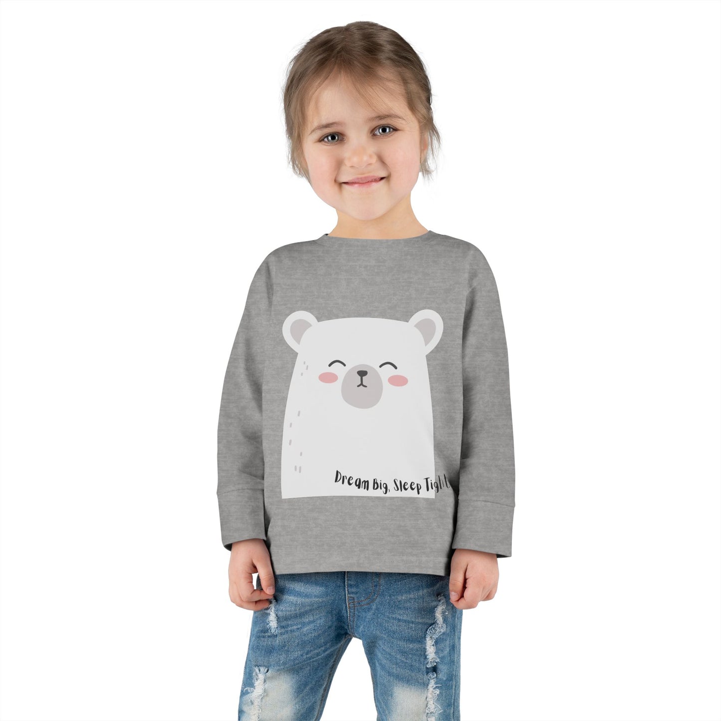 Dream Big, Sleep Tight Toddler Long Sleeve Tee - Cute Bear Design for Cozy Playdays - HappyMom