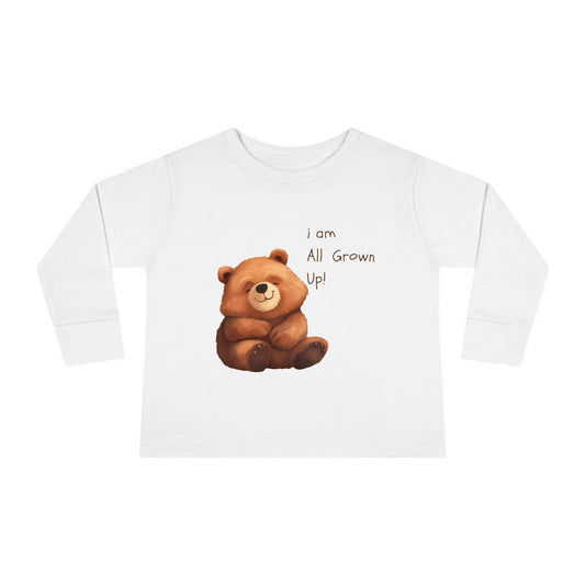 Toddler Long Sleeve Tee - Cute Bear Design for Growing Kids - HappyMom