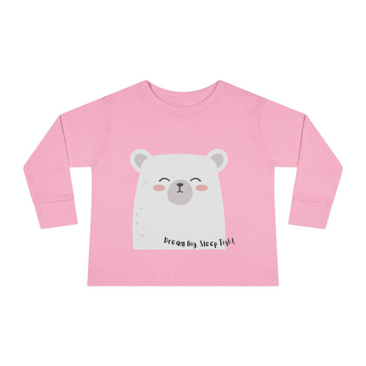 Dream Big, Sleep Tight Toddler Long Sleeve Tee - Cute Bear Design for Cozy Playdays - HappyMom