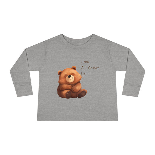 Toddler Long Sleeve Tee - Cute Bear Design for Growing Kids - HappyMom