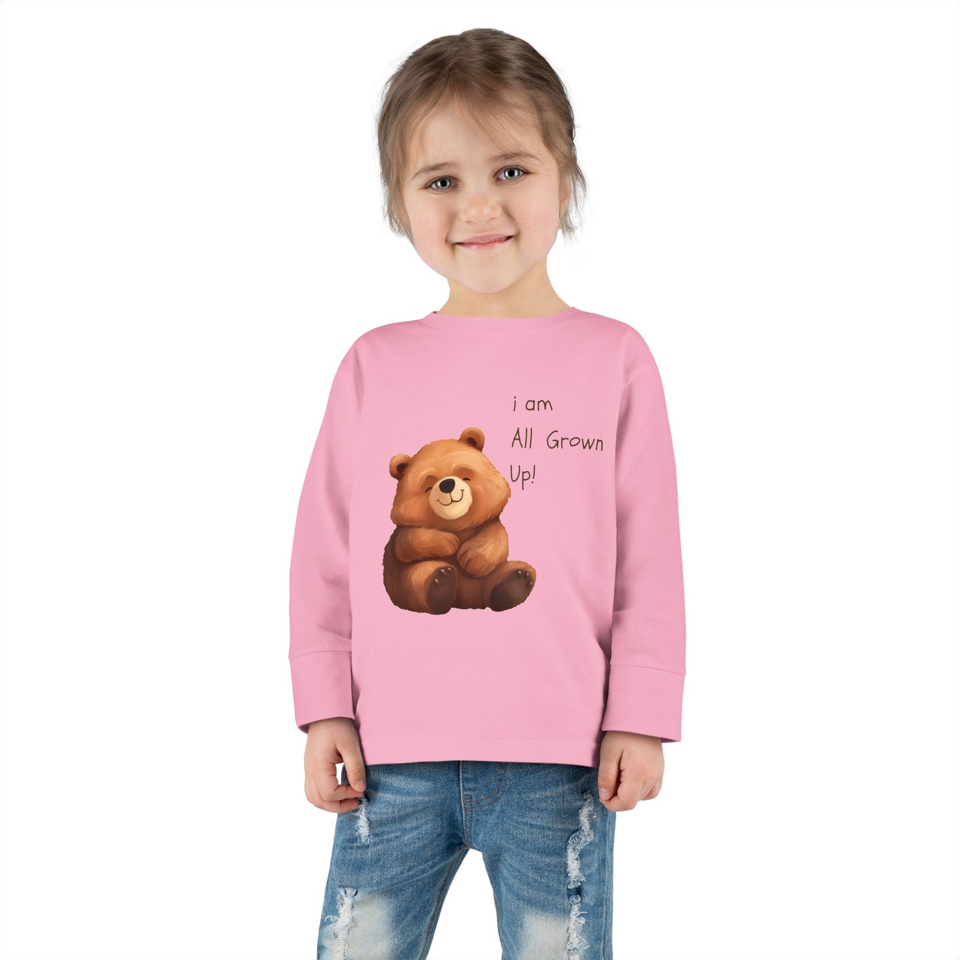 Toddler Long Sleeve Tee - Cute Bear Design for Growing Kids - HappyMom
