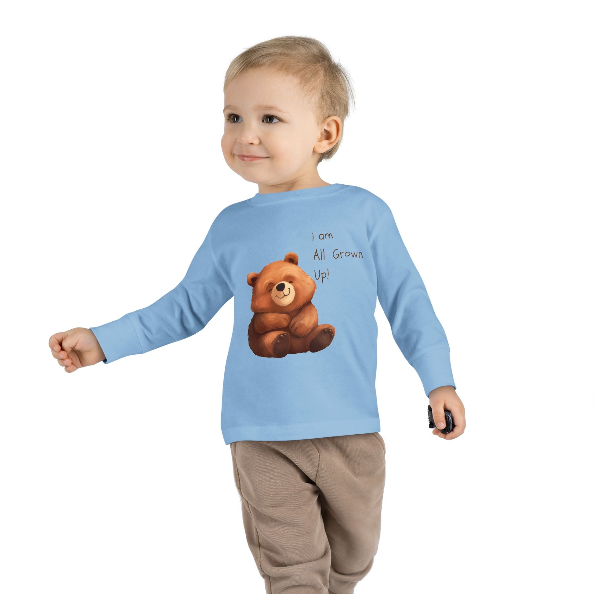 Toddler Long Sleeve Tee - Cute Bear Design for Growing Kids - HappyMom