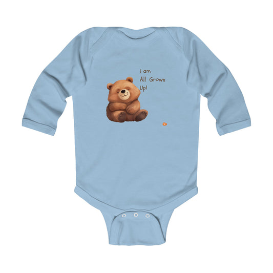 Cute Infant Long Sleeve Bodysuit - 'I Am All Grown Up!' - HappyMom