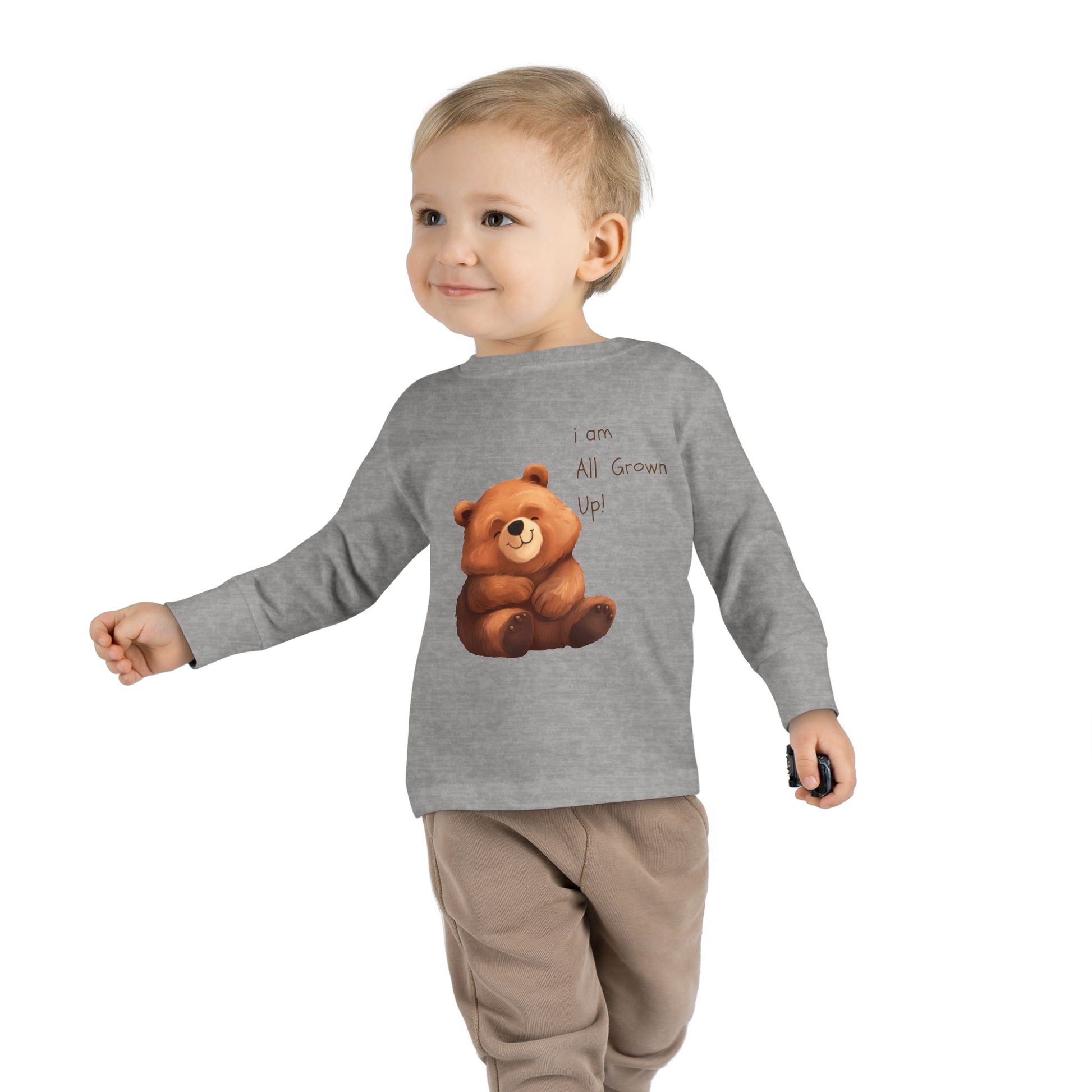 Toddler Long Sleeve Tee - Cute Bear Design for Growing Kids - HappyMom
