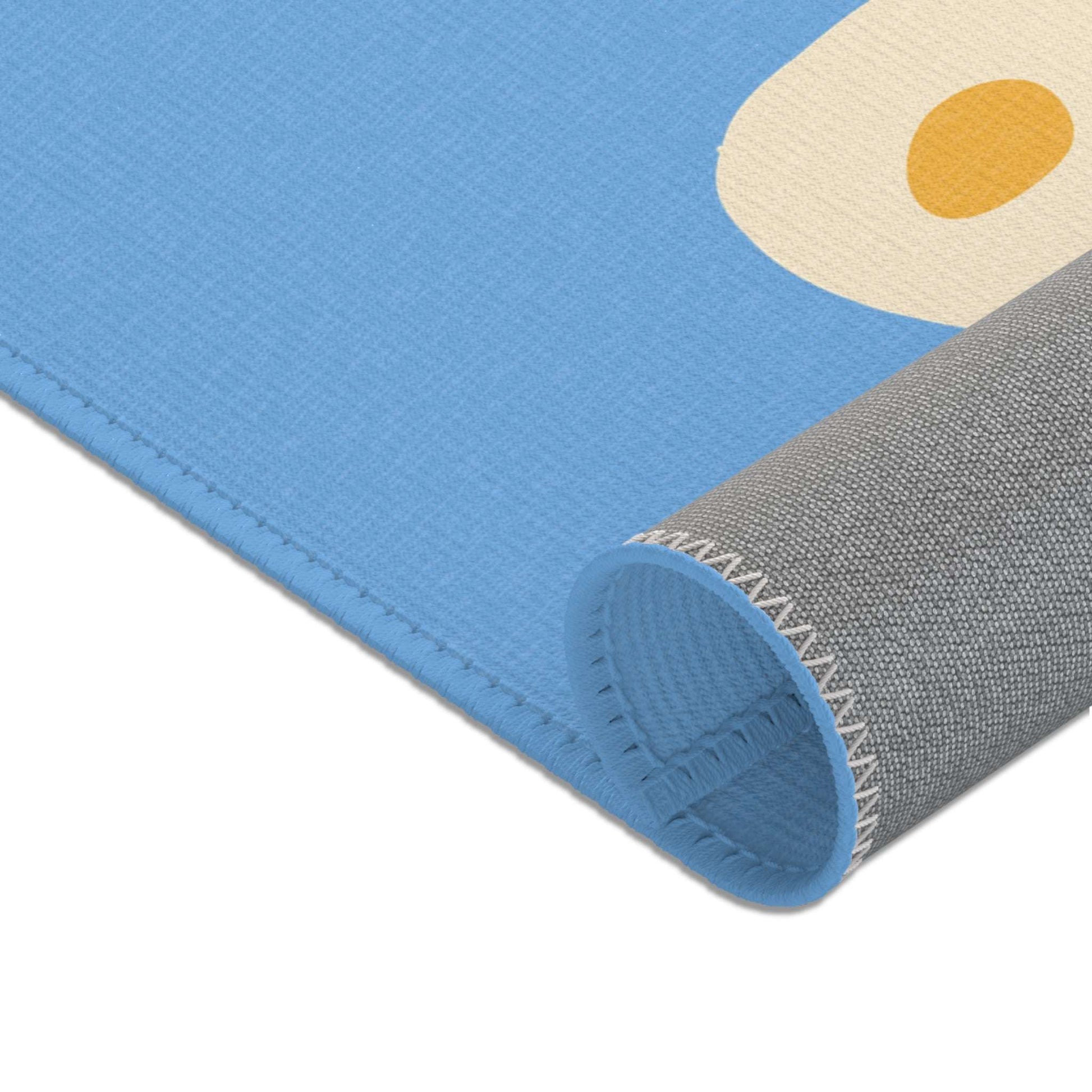 Blue Flowers Area Rug for Baby Room Decor