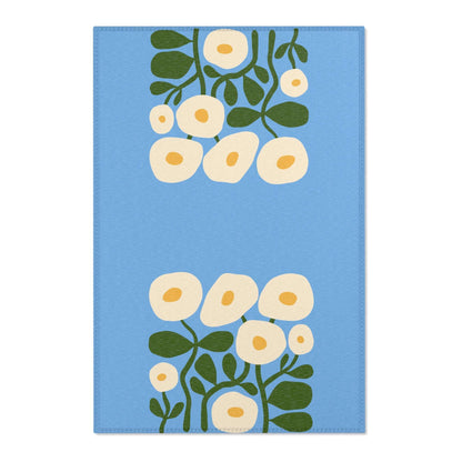 Blue Flowers Area Rug for Baby Room Decor
