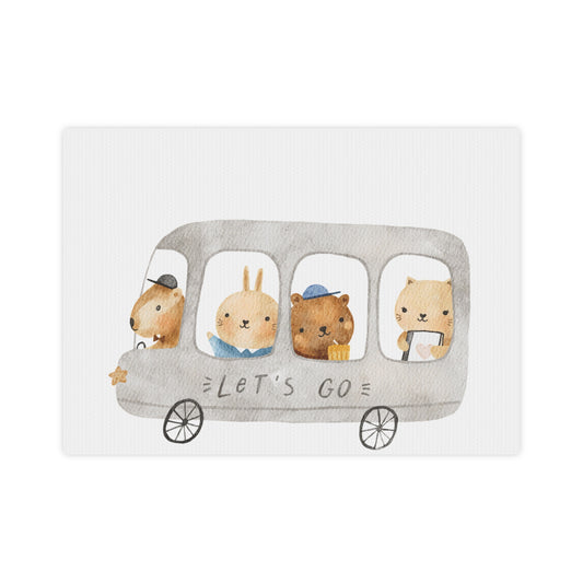 Whimsical Animal Adventure Canvas Photo Tile - 'Let's Go' Decor for Kids' Rooms