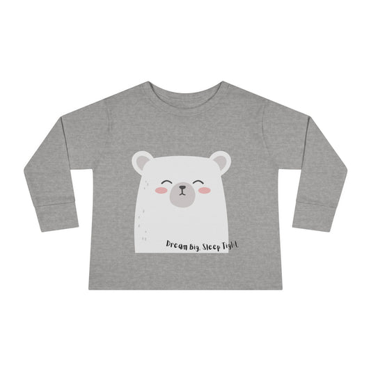 Dream Big, Sleep Tight Toddler Long Sleeve Tee - Cute Bear Design for Cozy Playdays - HappyMom