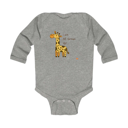 Cute Giraffe Infant Long Sleeve Bodysuit - "I Am All Grown Up!"