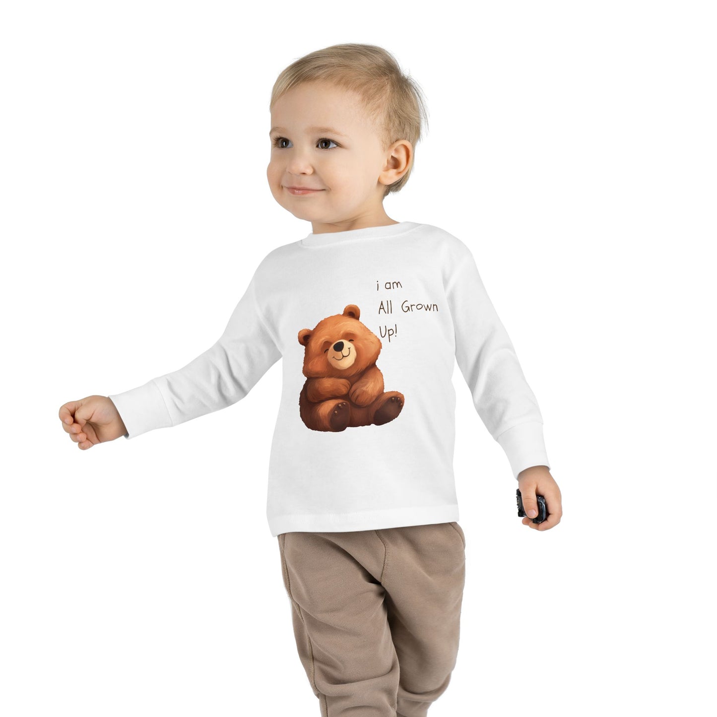 Toddler Long Sleeve Tee - Cute Bear Design for Growing Kids - HappyMom