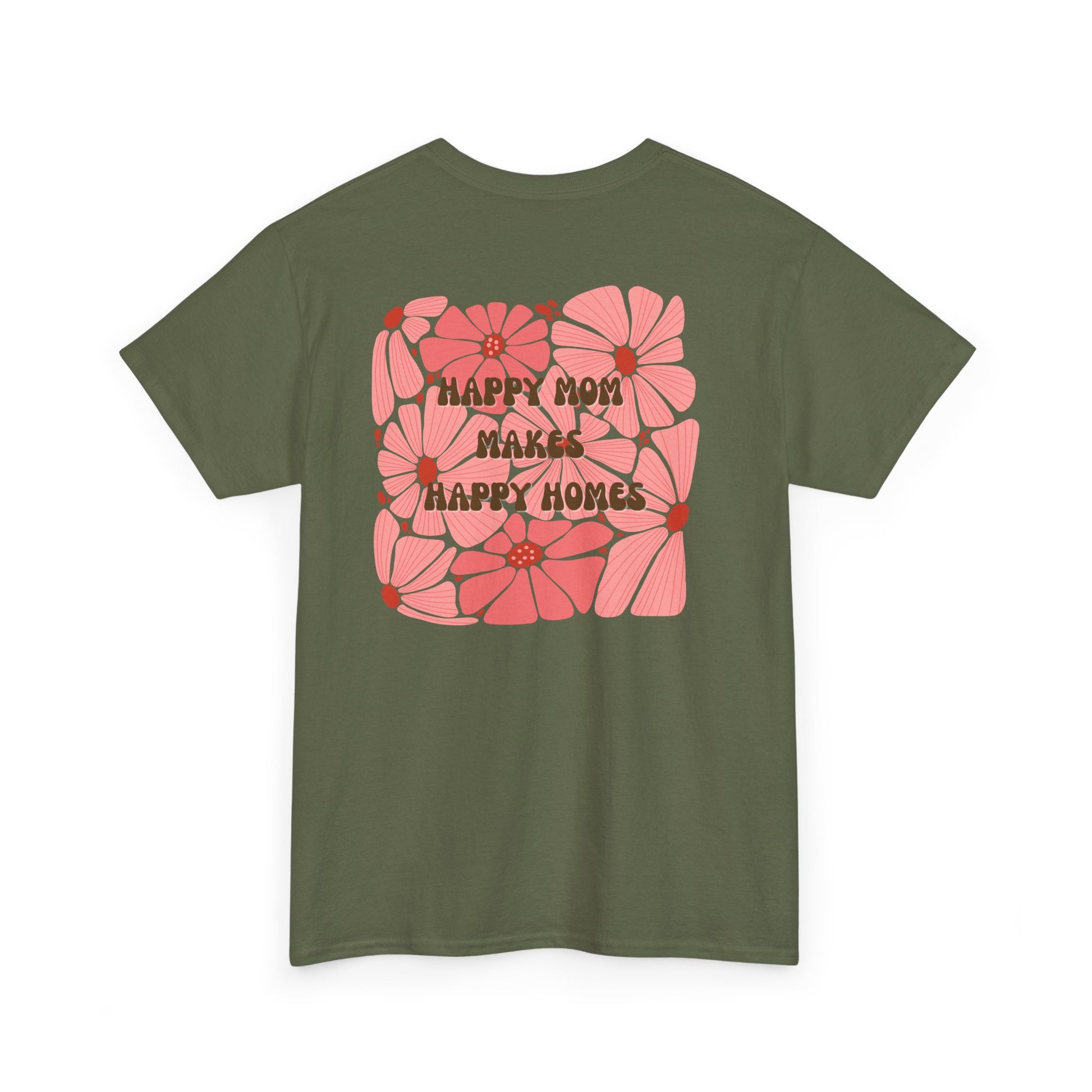 Happy Mom Floral Heavy Cotton Tee - Perfect Gift for Mother's Day - HappyMom