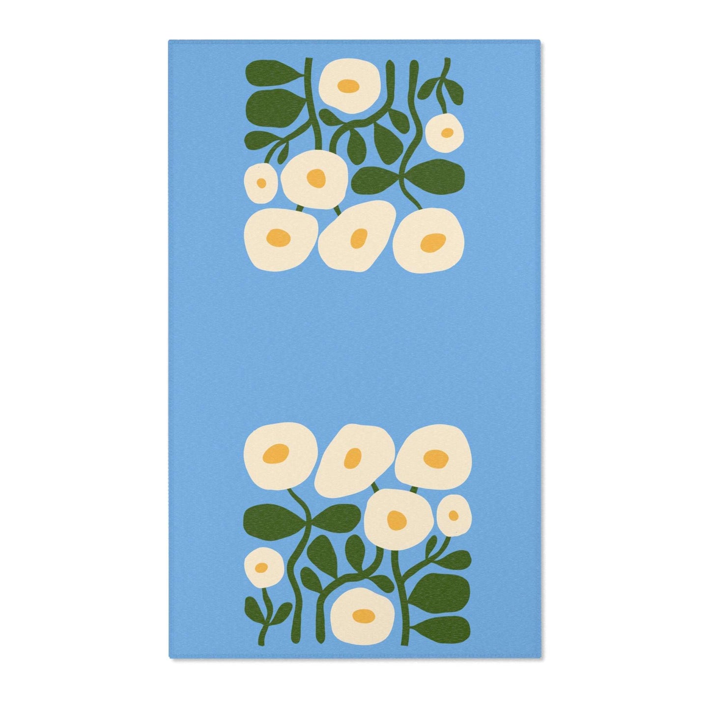 Blue Flowers Area Rug for Baby Room Decor