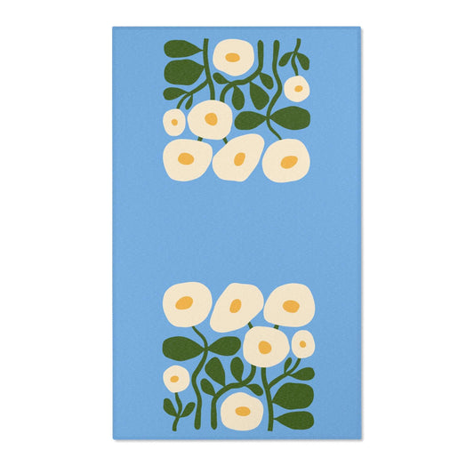 Blue Flowers Area Rug for Baby Room Decor
