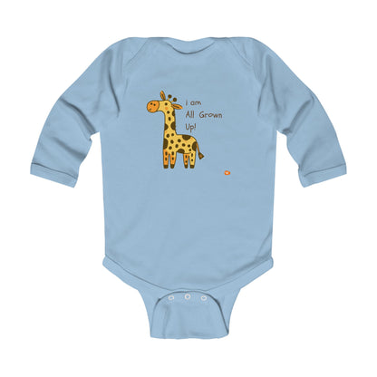 Cute Giraffe Infant Long Sleeve Bodysuit - "I Am All Grown Up!" - HappyMom