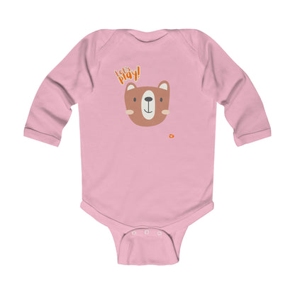 Let's Play Bear Infant Long Sleeve Bodysuit - Cute Baby Outfit for Playtime - HappyMom