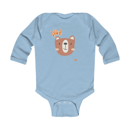 Let's Play Bear Infant Long Sleeve Bodysuit - Cute Baby Outfit for Playtime - HappyMom